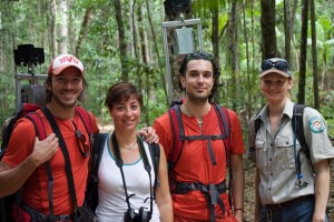 Cooloola Coast is hosting more family from overseas - Trail Me Up’s Fabio Zaffagnini, Salewa International’s Veronica Castelli, Trail Me Up’s Gabriele Garavini and Queensland Parks and Wildlife Service Ranger Alana Kippers
