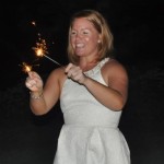 Tracey Hopf making magic with the sparklers after dinner
