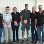 Over 100 hours: Ron Organ (Champion lifesaver, Best Clubman, in memory of Peter Bargenquast), Anton Keklar (‘Peter Bargenquast’ award for most outstanding junior member), Mark Lawler (Most Outstanding Member of the Management Committee, in memory of Cliff Kuhn), Brad Hethorn (Best Senior Member), Justin Schooth and Shane Handy