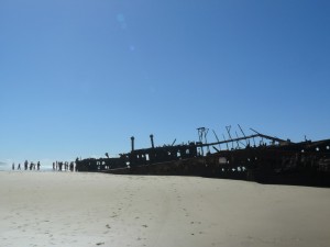 The Maheno wreck 50 years after it ran aground, a major landmark on the Fraser Island coast