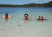 Miles, Matt and Ellie Boak swim in pristine Lake McKenzie on K'gari (Fraser Island): interest in Australia’s Nature Coast has grown in international and domestic markets