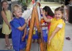 Playgroup Picassos Tehya Purnell, Blake Findlater and Lexie Bull can enter their works into the Rainbow Beach Art Festival
