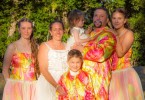 A rainbow wedding for Clay and Tania Preston with family Iesha Jones, Brodie, Nikkita-Rose, and Kiera-Lee Preston Image Dan Donohue, Coastal Motion