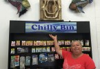 Juanita Vell says they have lots more variety in their tackle and crab pots in Chilly Bin's new cabinet