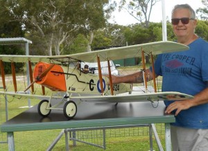 Dave Carkeek with Neil Low’s model Bristol F2B, which first flew in 1915 - the best British fighter to come out of World War One