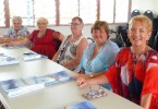 Authors Roma Ravn, Della Kerrison, Raewyn Oliver, Marie Parker, Chris Laughton (Liz Simpson absent) launched the first joint publication for Tin Can Bay writers group