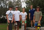 Cody Hethorn, Alex Wilson, Zak McCarthy, Isaac Cole and Nicholas White seek progress on the skate park