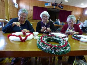 Making a Christmas Wreath, Ros Ruddle, Dalma Nobbs and Nancy Edwards