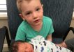 Big brother Hudson was delighted with baby Tanner