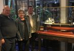 Gary Splatt, Maureen and Sam Mitchell from 7th Wave are happy to have the Natone on display at the Sports Club for everyone in Rainbow Beach to enjoy
