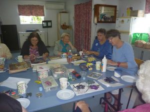 QCWA Craft Morning Tea picture - ladies enjoying a cuppa, chat and craft