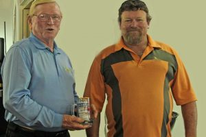 Golfer Bob Gray was Div 2 Medal Winner with sponsor Rob Downman