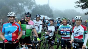 Cyclists Judi Donald, Ian Donald, Roy Yeales, Leigh Bubb, John Grimmett, June Grimmett tackle Rotary Ride the Range, one of Toowoomba’s most popular cycling events  Image supplied