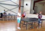Over 60’s 1: Lyn Bleakley Carmel Darcey, Annette Collins and Sabine Deimel enjoy a game of table tennis at the Community Hall