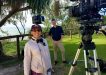 Andrew Hawkins is a natural in front of the camera, pictured ‘working it’ with Producer Anita whilst filming House Hunters International in Rainbow Beach