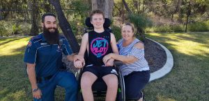 Marc, Tristan and mum Carolyn relax at home - the family express their most sincere thanks to Marc for his ongoing support 