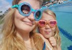 Suitable for all ages, Cyndari and Jahli model "Blue Chill" and "Gelato Girl Baby Pink" Bling2O goggles, available now at the Rainbow Beach pool. (Plus a big happy birthday to Cyndari who turned 18 last month!)