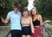 UK travellers, Elliot Pitt, Lauren Witherspoon and Hannah Earle visited the rainbow steps and want to know where are the words “How good is living”