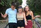 UK travellers, Elliot Pitt, Lauren Witherspoon and Hannah Earle visited the rainbow steps and want to know where are the words “How good is living”