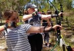 The O'Neil sisters from Brisbane try their hand at archery from last YAP activity day
