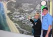 New owner Michiel Pratt with one of his customers, Rainbow Beach Holiday Village’s Janine Kent, showing Michiel the changes to the coast