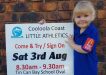 Tiny Tot Bonnie Bate is super excited to see Little Athletics sign on day