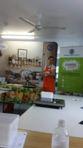 Coordinator from the Country Kitchen, Alex, held a healthy eating demonstration at the QCWA Tin Can Bay Branch 