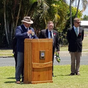 The Remembrance Service held at the TCB RSL Sub Branch with G. Braganza, Deputy President; Councillor Mark McDonald ; Pastor John Van Der Heidjke