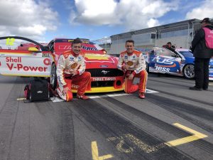 Ex local student, Toby Chappill, is the number two mechanic for the Shell V-Power Racing Team pictured with Sam Taylor