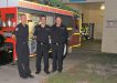 Three of the local firefighters, Ivan Thrash, Liam Gray and Geoff Cochrane, who meet every Tuesday night at the Rainbow Beach Station to maintain and upkeep the equipment and train
