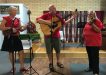 Lyn, Frank and Marilyn - an interesting ensemble with ukulele, guitar and violin