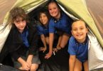 Aaliyah, Sophia, Chloe and Indiana from the Cooloola Coast Girl Guides perfecting their tent skills