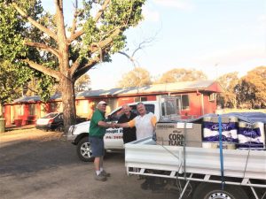 Tony Stewart from Rainbow Beach Droughtrunner at Coonabarabran delivering to the CWA for distribution