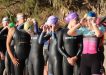 Competitors lining up for the start of the 2019 Triathlon swim leg