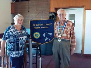 Former President, Jo Said, inducted Arthur Leggo as the new president of Cooloola Coast Probus Club