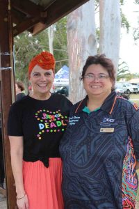 Chair of NCACCH Helen Felstead, with Dietician Tracy Hardy, at the annual celebrations for Mental Health Week at the Tin Can Bay foreshore