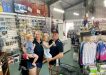 Owner of The Chandlery, Chris and Emma Rippon with their children in the business they have transformed at the Marina, Tin Can Bay