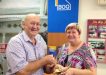 Tony Stewart donates $500 to feed the homeless with Coordinator Marlene Owen in Gympie