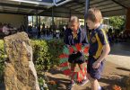 Rainbow Beach State School - Laying of the wreath by Grade 3 students, Pearl and Casey