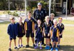 Senior Constable Mike Brantz chatted to the kids about road safety