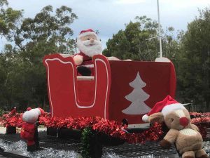 The handcrafted sleigh used to spread Christmas cheer throughout the area
