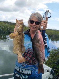 Noela Kay taking advantage of a small break in weather for this catch