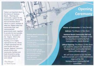 The original flyer from the Community Centre opening ceremony in 2012