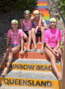 (From left) Breanna, Bryce, Oliver, and Sienna will be representing Rainbow Beach SLSC at the 2022 State Championships