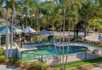 The beautiful saltwater pool area of the family friendly Rainbow Getaway Apartments
