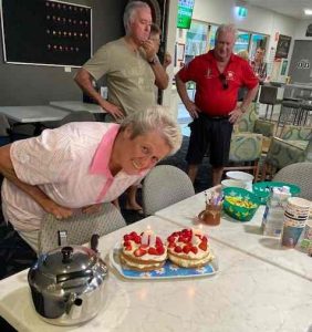 Tin Can Bay Bowls Club President Ann celebrated her birthday which meant cake for everyone