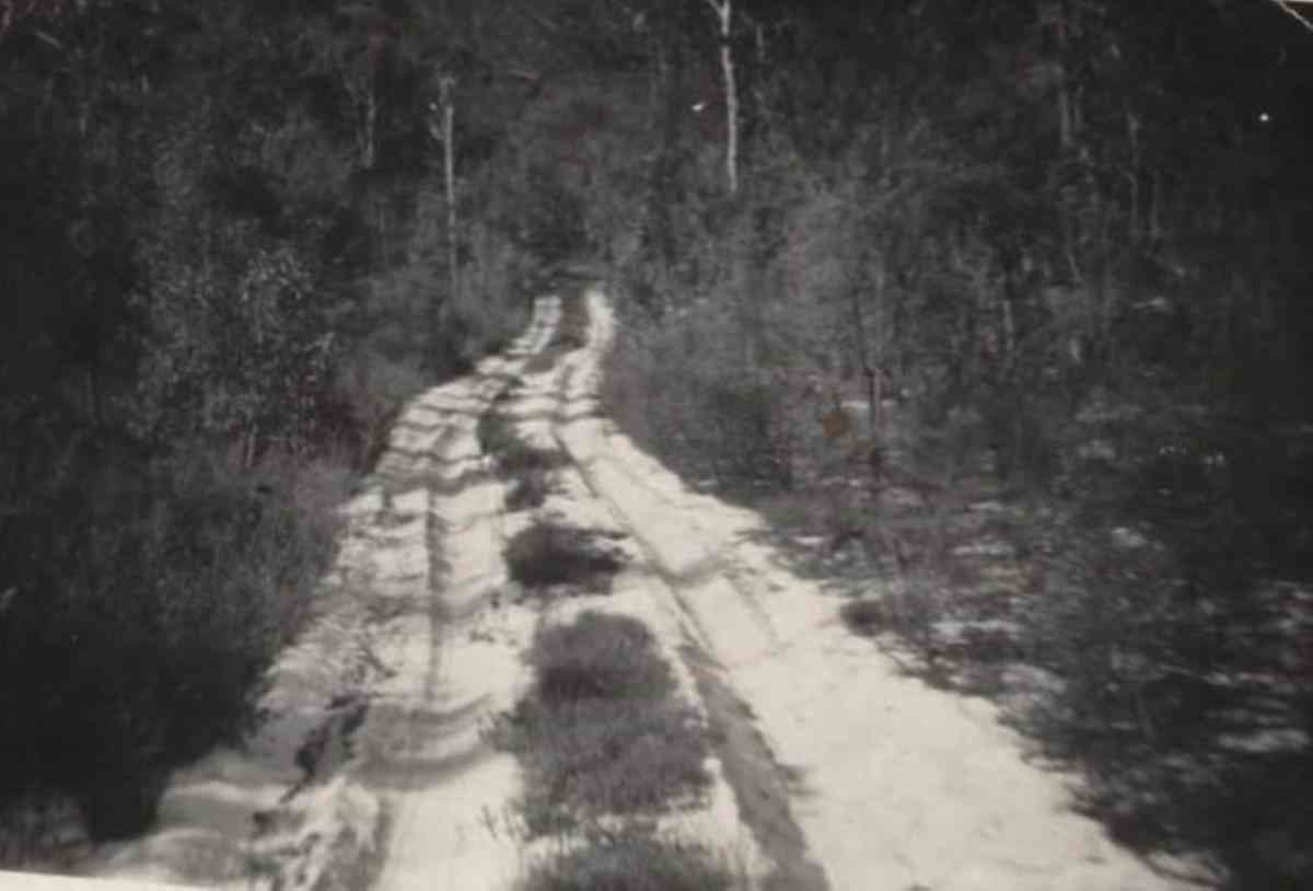 The Road to Rainbow was just a sandy track in 1959. This photo was taken and is printed with permission from Gympie The real treasure is the town FB page.