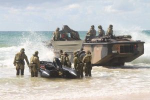 LARC V and their inflatable companions the F470 Zodiacs in action on their recent training exercise here in Rainbow Beach