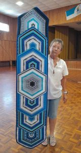 Quilters - Jo showing us her recently finished table runner