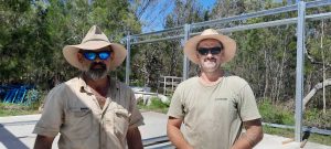 Dan and Connor – our competent and hard working shed construction team!